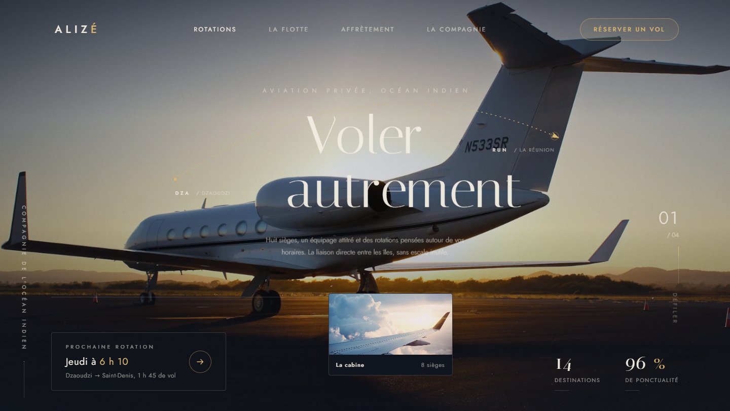 Aperçu de la démo ALIZÉ, thème Aviation