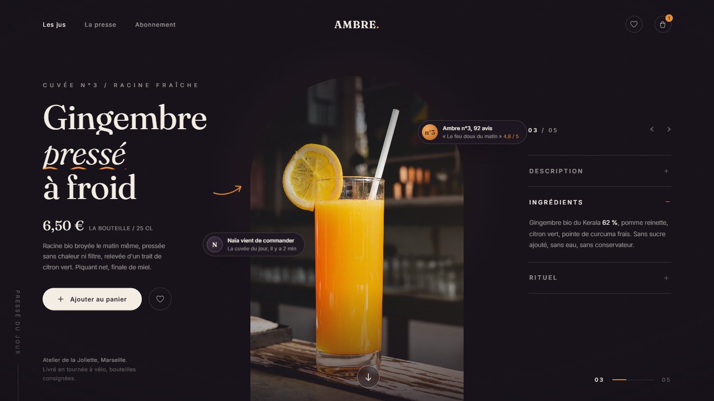 Aperçu de la démo AMBRE, thème Boisson