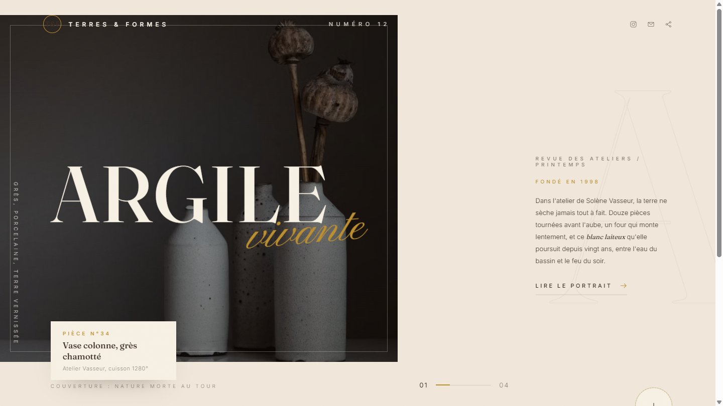 Aperçu de la démo ARGILE, thème Artisanat