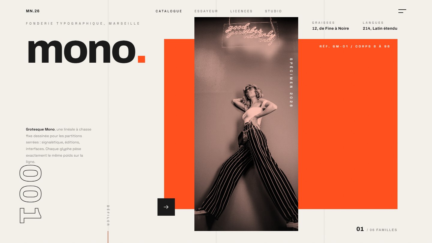 Aperçu de la démo MONO., thème Fonderie typo