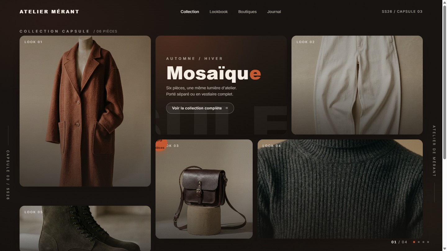 Aperçu de la démo MOSAÏQUE, thème Mode