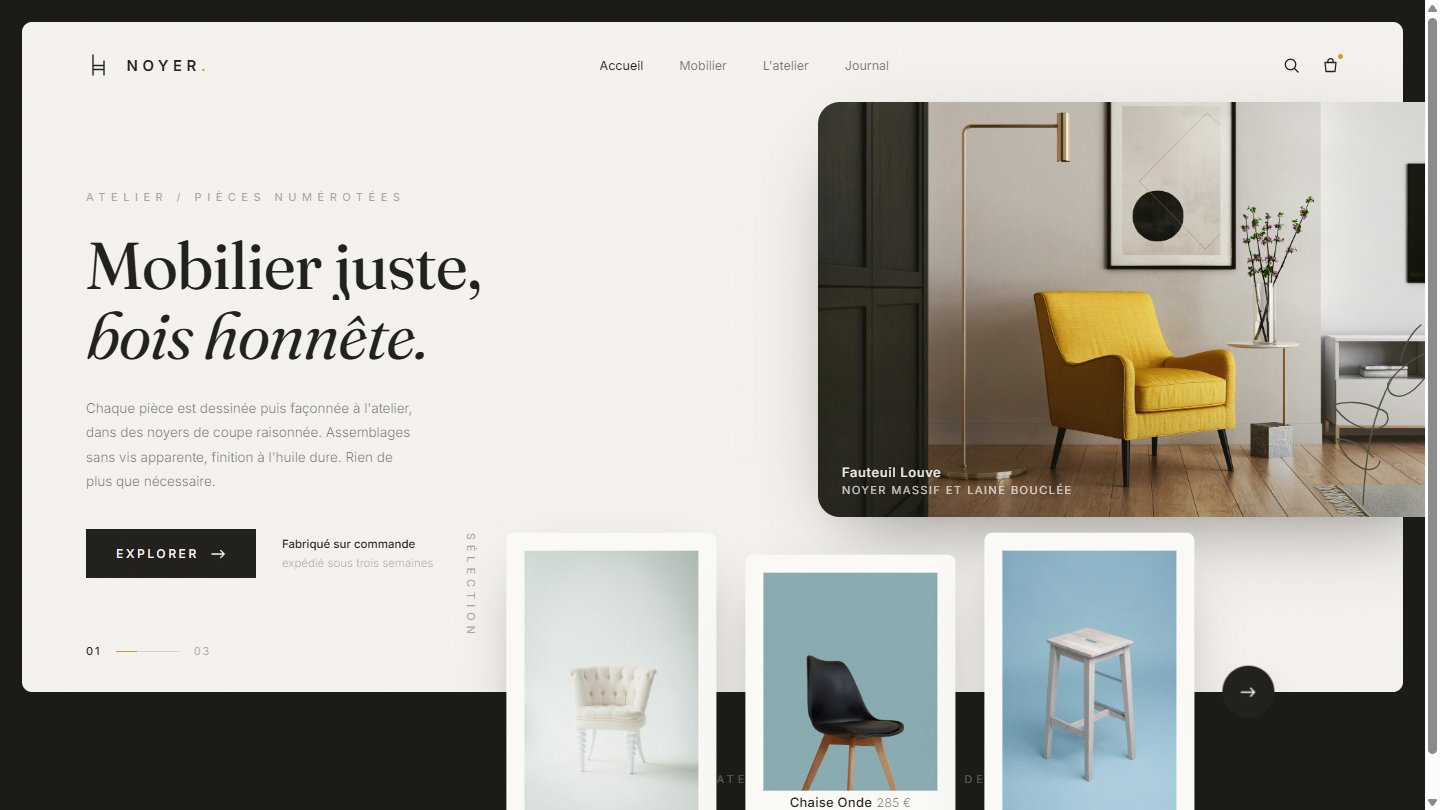 Aperçu de la démo NOYER, thème Mobilier
