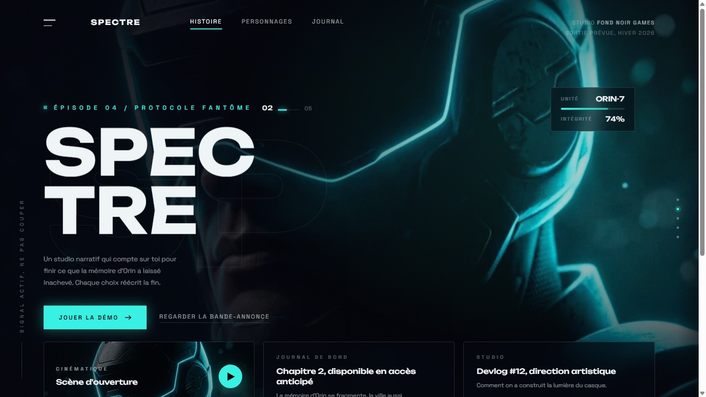 Aperçu de la démo SPECTRE, thème Jeu vidéo