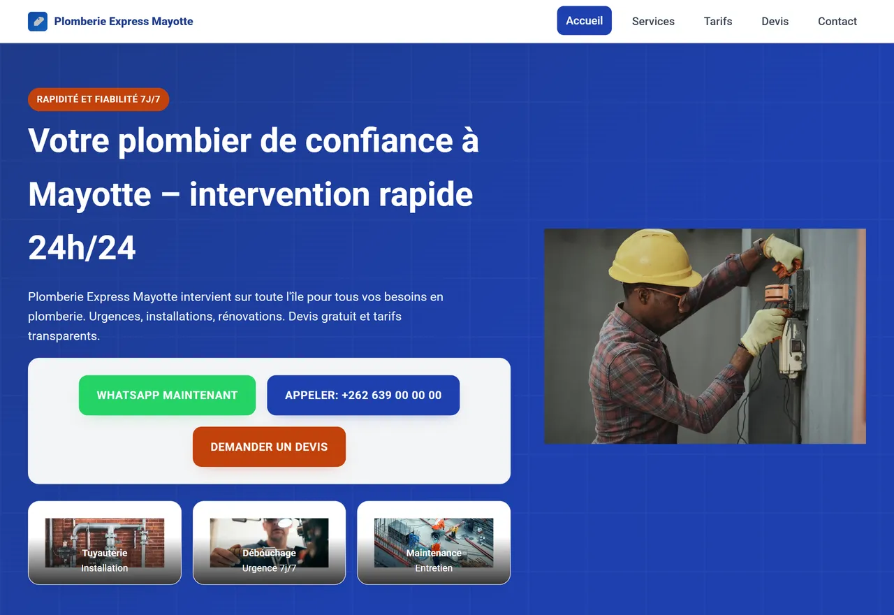 Aperçu du modèle Artisan plombier