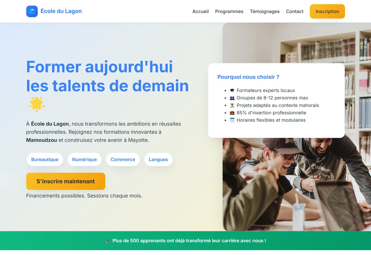 Aperçu du modèle Ecole et formation